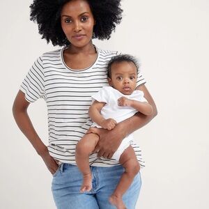 Hatch maternity luxe nursing tee Black and White Striped 1 small